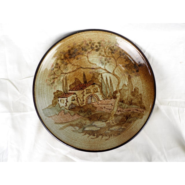 Mid-Century Paulet French Landscape Olive Fruit Bowl / Plate For Sale - Image 12 of 13