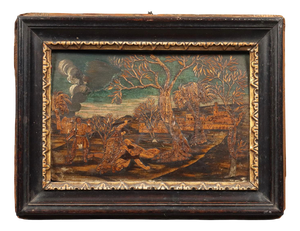 Unknown, Killing of Abel, Wood Inlay, Framed