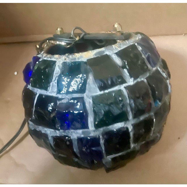 Peter Marsh Brutalist Hanging Colored Glass Chunk Fragment Globe Pendant Light For Sale - Image 10 of 12
