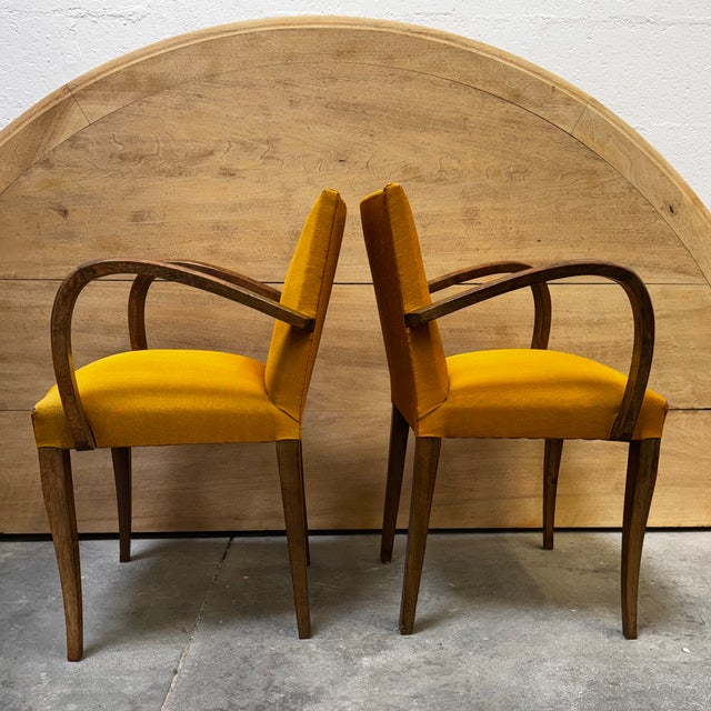 Vintage Bridge Chairs in Mustard Fabric, 1940s, Set of 2, in Good conditions. Designed 1920 to 1949