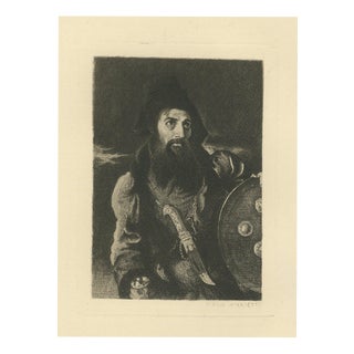 W. Wise, Bearded Warrior with Shield, 1875, Etching For Sale