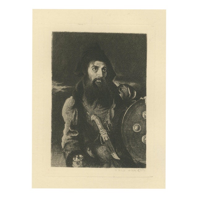 W. Wise, Bearded Warrior with Shield, 1875, Etching For Sale