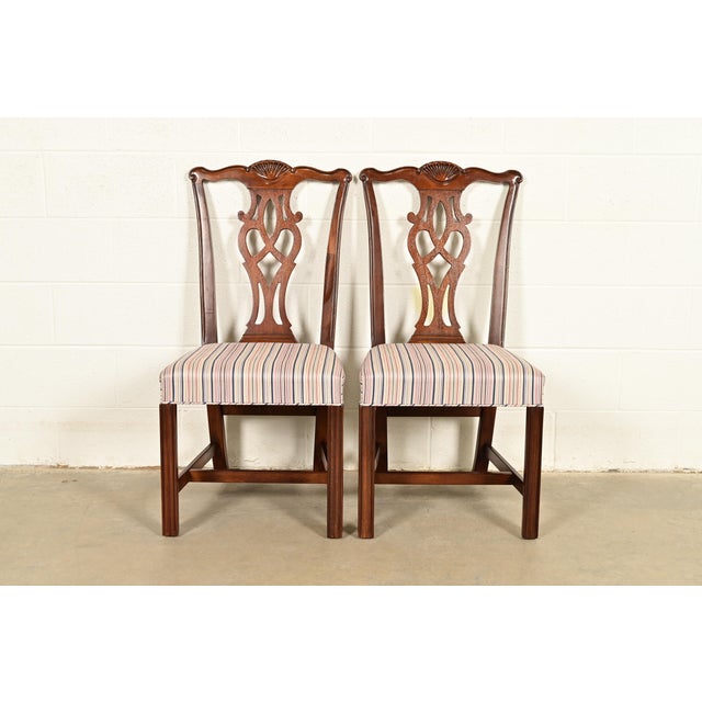 Drexel Heritage Georgian Carved Mahogany Side Chairs or Dining Chairs, Pair For Sale - Image 14 of 14