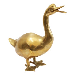 Large Brass Duck Sculpture, 1970s For Sale