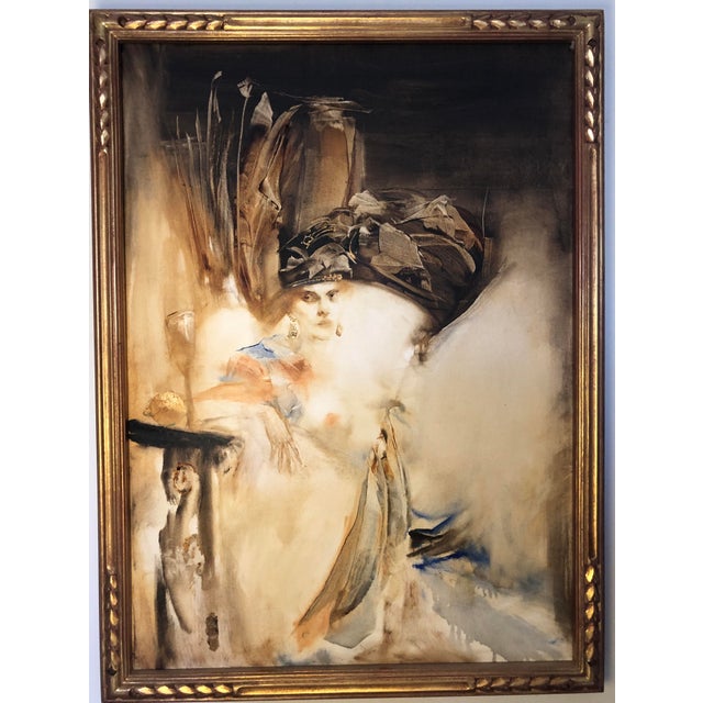 2000 - 2009 Feather Headdress by Alexander Doglikh, Acrylic on Canvas, 2001, 30" X 22" Framed For Sale - Image 5 of 7