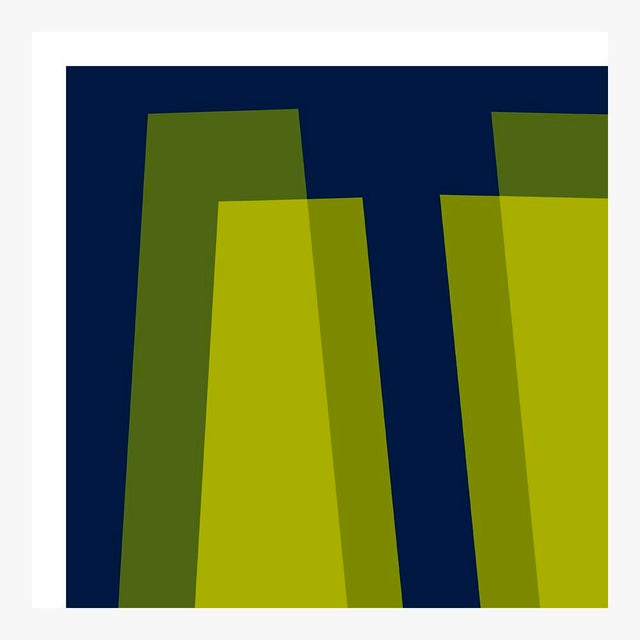 Lime and Deep Navy Transparencies Fine Art Print 42.5" X 60" by Liz Roache For Sale - Image 4 of 6