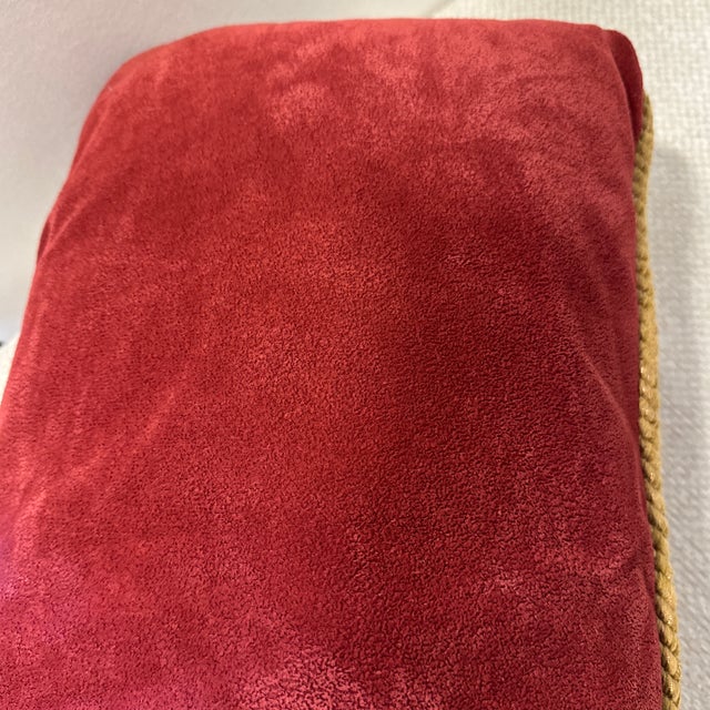 Red Regency Style Ruby Velvet Lumbar Pillow For Sale - Image 8 of 12