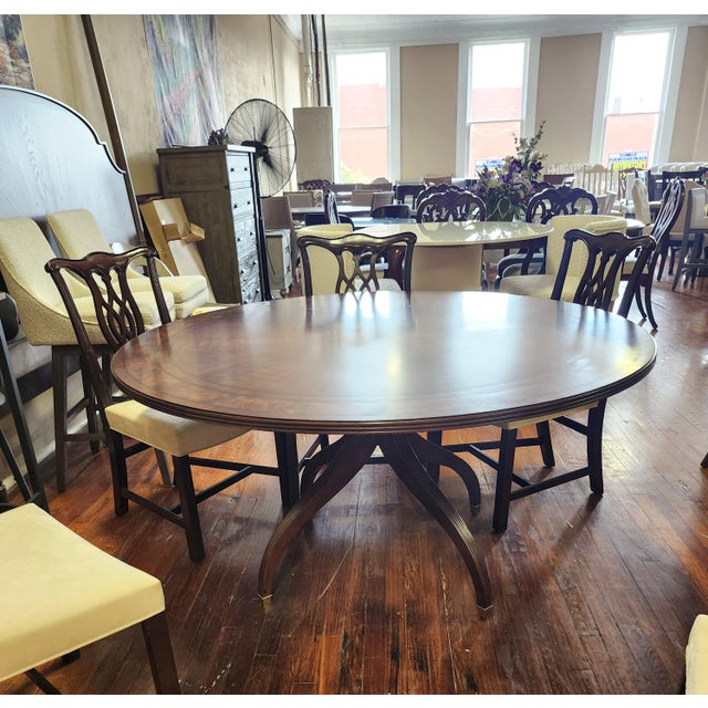 Brown American Drew Meyers Round Dining Table 426-701r Addison Cherry Walnut 60" Attributed For Sale - Image 8 of 14