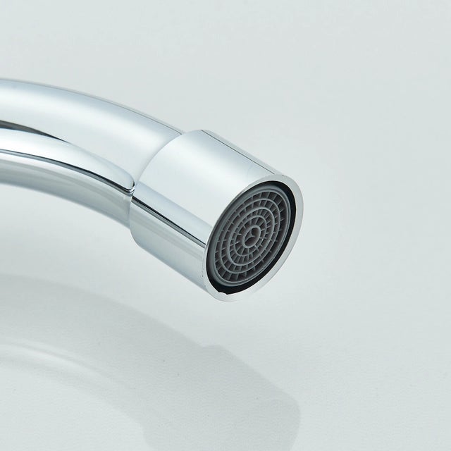 2020s Chrome Bathroom Sink Faucet 3 Holes 4in Centerset Basin Vanity Mixer With Drain For Sale - Image 5 of 12