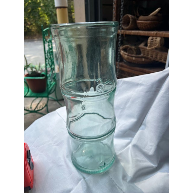 1970s 1970s Green Glass Bamboo Vintage Vase For Sale - Image 5 of 11