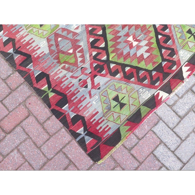 Vintage Turkish Handmade Kilim Rug - 59"x122" For Sale - Image 11 of 13