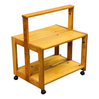 Folding Serving Table in Scandinavian Pine, 1970s For Sale