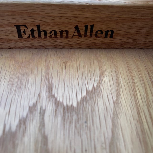 Tan Ethan Allen Canterbury Collection Traditional Oak 1 Drawer Side Table For Sale - Image 8 of 11