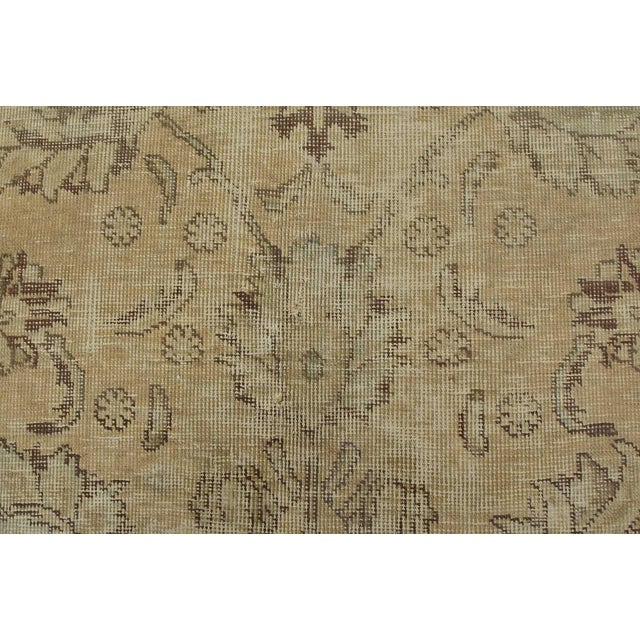 Tabriz Rug 9’7” X 11’9” Beige Wool Vintage Distressed Hand-Knotted Carpet For Sale - Image 9 of 15