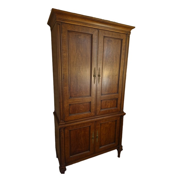 Late 20th Century Henredon Neoclassical Walnut Gentleman's Chest Armoire For Sale