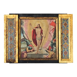 Portuguese 18th Century Resurrection of Christ Painting on Wood For Sale
