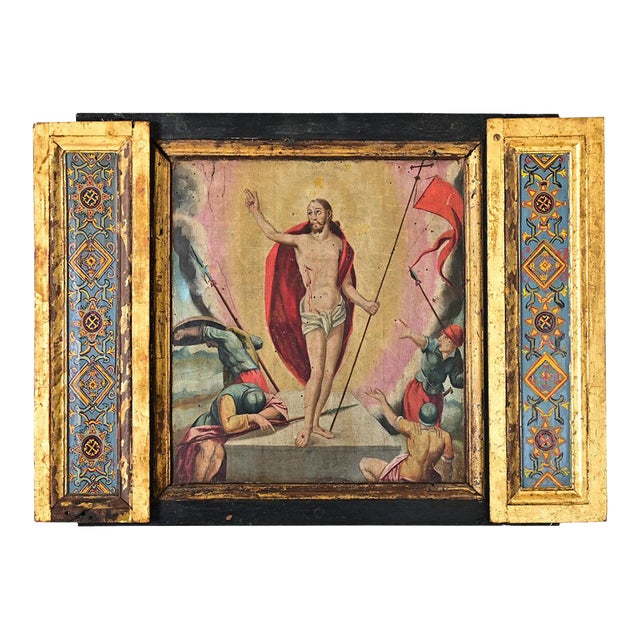 Portuguese 18th Century Resurrection of Christ Painting on Wood For Sale