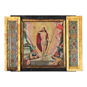 Portuguese 18th Century Resurrection of Christ Painting on Wood