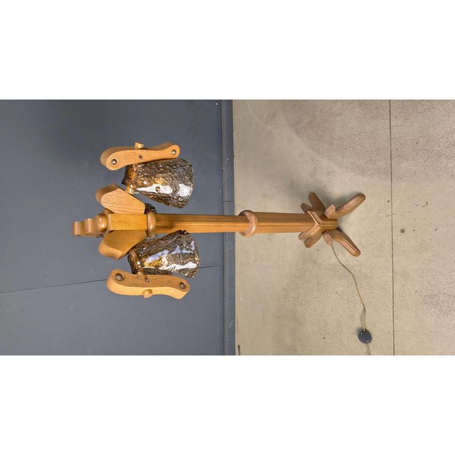 Rustic Oak and Murano Glass Floor Lamp, 1960s For Sale - Image 13 of 14