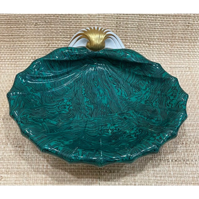 Italian Fornasetti-Style Mangani Firenze Faux Malachite Shell For Sale - Image 12 of 12