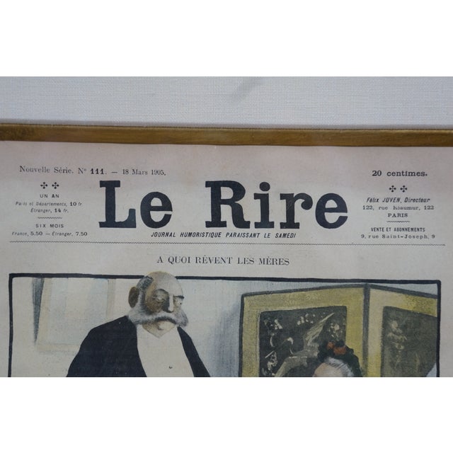 4 Antique Le Rire French Belle Epoque Satirical Comic Journal Framed Art 20" For Sale - Image 4 of 18