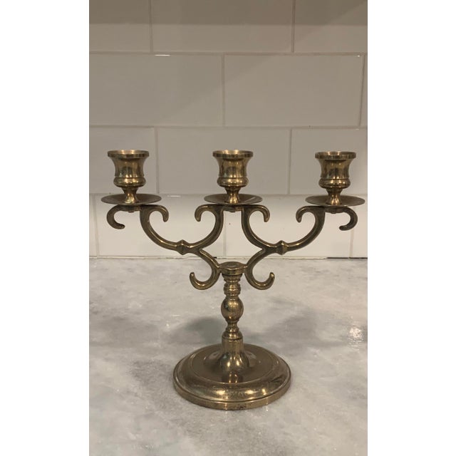 Traditional Solid Brass Candelabra For Sale - Image 3 of 8