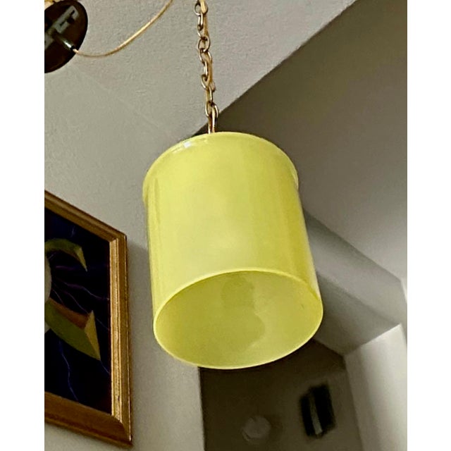 1960s Single Murano Matte Yellow Hanging Ceiling Pendant Light For Sale - Image 5 of 12