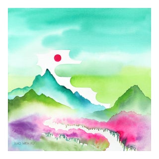 Rainbowland Forest - Original Fantasy Woodland Watercolor Painting on Paper For Sale