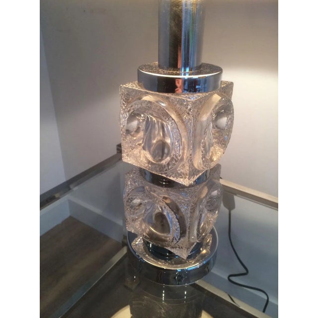 1960s French Glass and Chrome Table Lamps - a Pair For Sale - Image 11 of 13