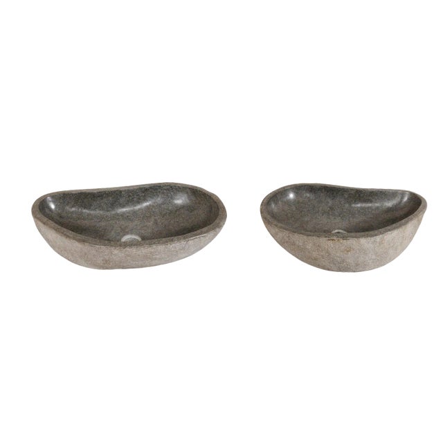 Polished River Rock Sinks - a Pair For Sale