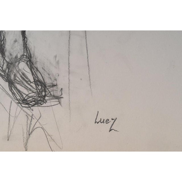 Drawing on paper depicting two musicians by Evelyne Luez, 20th century. Drawing on paper by Evelyne Luez, 20th century,...