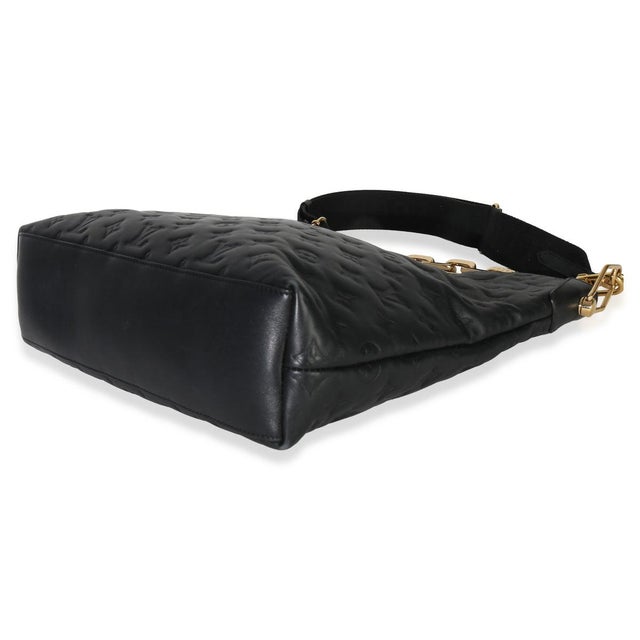 Contemporary Black Monogram Embossed Lambskin Coussin MM Hobo For Sale - Image 3 of 6