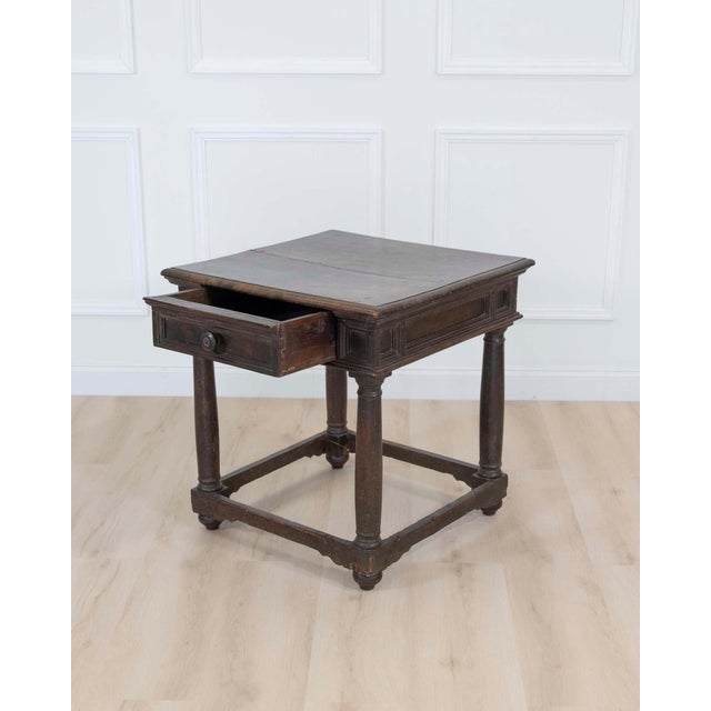 Brown 17th Century Italian walnut square side table For Sale - Image 8 of 12