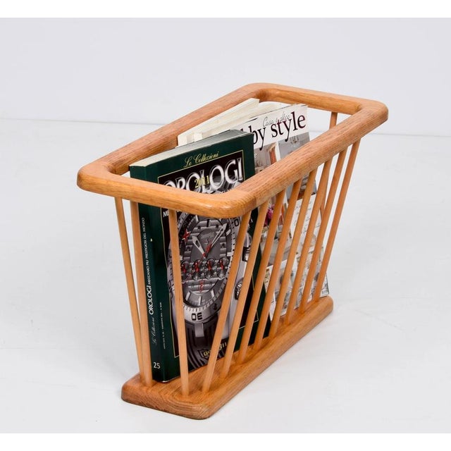 Mid-Century Danish Modern Solid Oak Rectangular Magazine Rack, 1970s For Sale - Image 17 of 18
