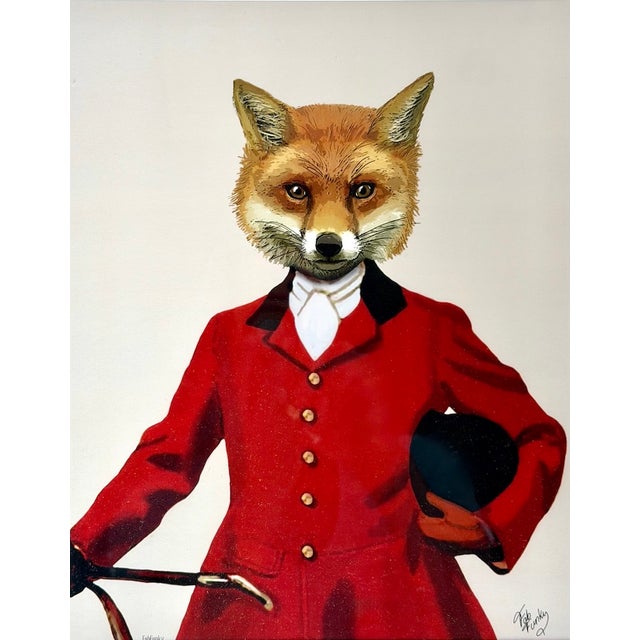 Figurative Vintage Fox in Fox Hunt Attire Framed Print For Sale - Image 3 of 6