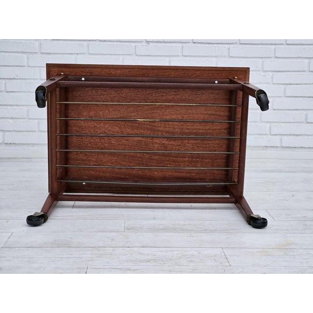 Wood Danish Coffee Table with Wheels in Teak Wood, 1970s For Sale - Image 7 of 16
