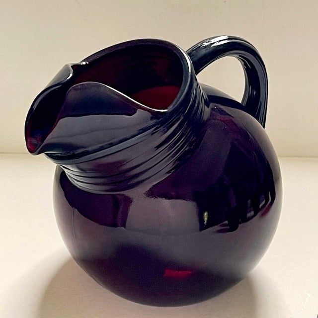 Anchor Hocking 1940s Anchor Hocking “Royal Ruby” Pitcher & Juice Glasses - 7 Pieces For Sale - Image 4 of 12
