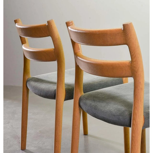 Gray Danish Solid Beech and Gray Velvet Model 84 Dining Chairs by Niels Otto Møller for J.L. Møllers, 1960s, Set of 4 For Sale - Image 8 of 11