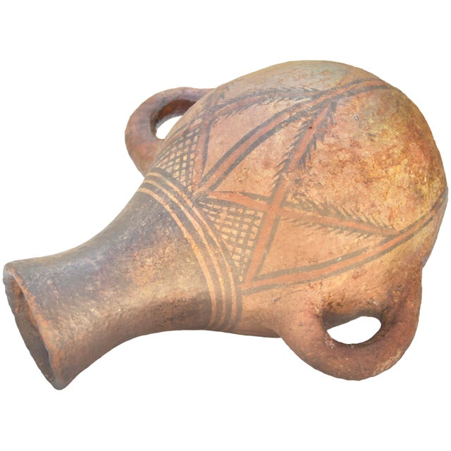 Brown Antique Handmade Moroccan Berber Pottery Jar With Handles For Sale - Image 8 of 9