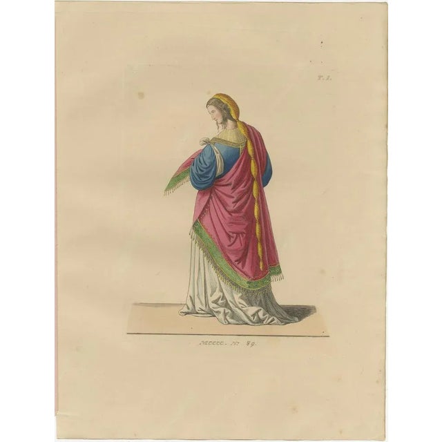 Renaissance Lady in Profile with Braided Hair and Mantle, circa 15th Century Plate No. 89 from the 1845 publication...
