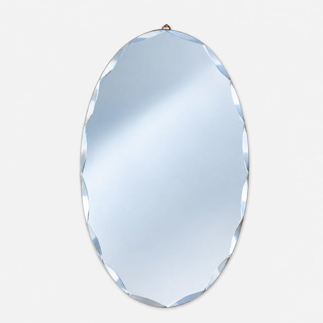 Mid-Century Oval Diamond-Beveled Mirror from Fontana Arte, Italy, 1950s For Sale - Image 9 of 9