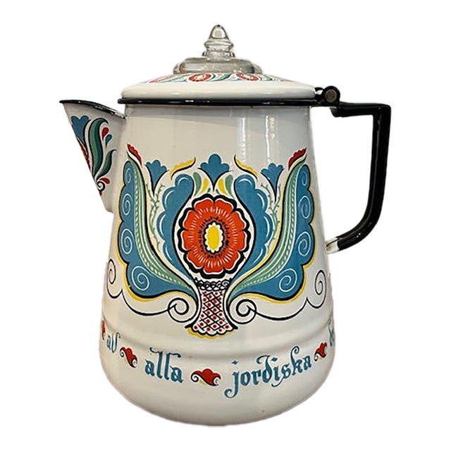 Vintage Berggren Enamel Swedish Coffee Percolator For Sale