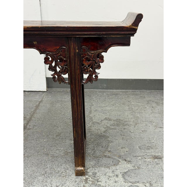 Wood Chinese Carved Wood Console Table, Antique For Sale - Image 7 of 12