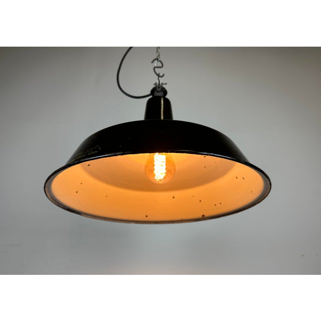 Industrial Black Enamel Hanging Lamp from Reluma, 1950s For Sale - Image 18 of 18