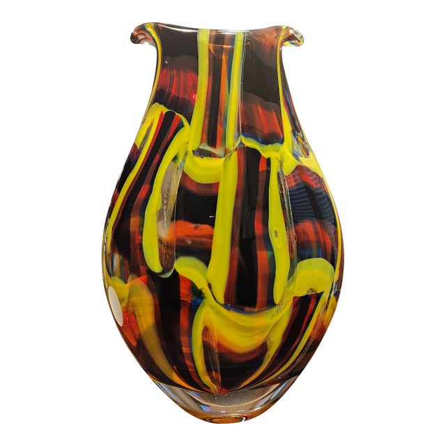Monumental 10lb Vintage Murano "Macchie" Sommerso Art Glass Vase –a.v.e.m. Style For Sale