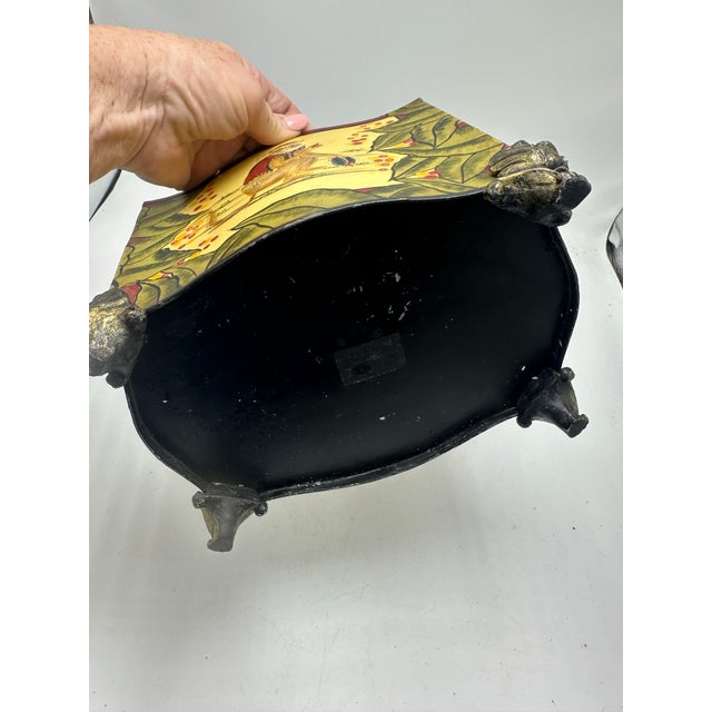 Metal Vintage Monkey Tole Cache Pot For Sale - Image 7 of 10