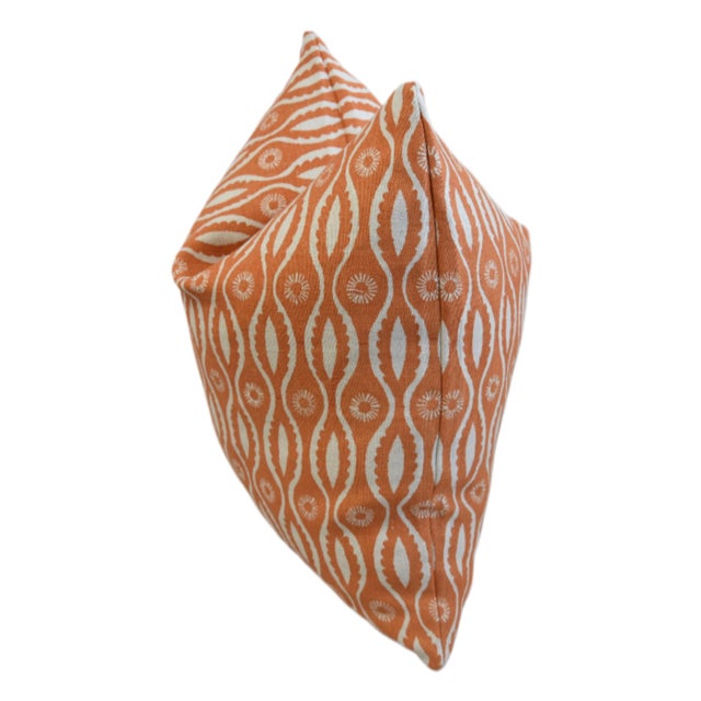 Tangerine Orange Abstract Feather/Down Pillow For Sale - Image 4 of 5