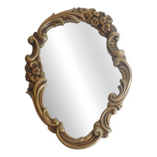Vintage Rococo French Gold Plaster Ornate Wall Mirror, 1960s For Sale