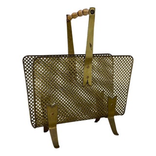 Brass and Bamboo Magazine Holder in the style of Carl Auböck, Austria, 1950s For Sale