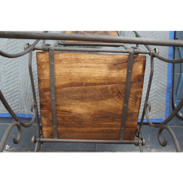 Late 20th Century British Colonial Style Wrought Iron Carved Mahogany Rocking Armchair For Sale - Image 10 of 12